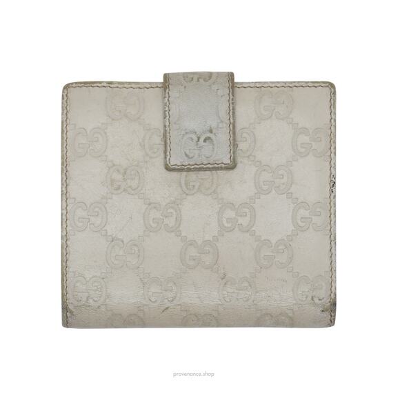 🔴 Gucci Trifold Wallet - Chalk Guccissima Leather - Picture 2 of 10